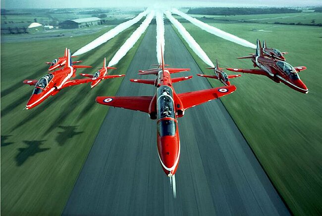 Red arrows down the runway.