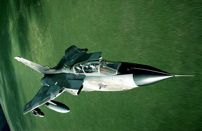 RAF Tornado in tight turn at speed.