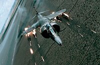 RAF Harrier firing rockets.