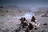 Troops fighting in the desert.